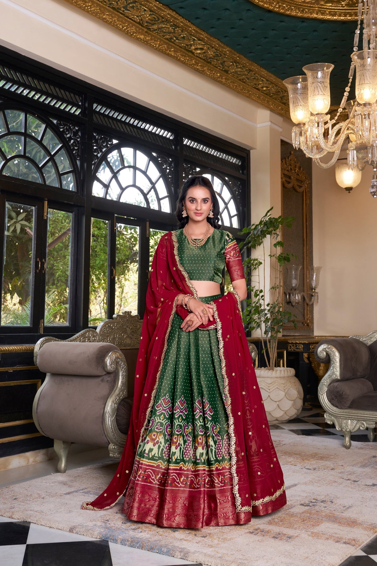 KANCHIPURAM PRINTED LEHENGA CHOLI WITH DUPATTA (WDN94)