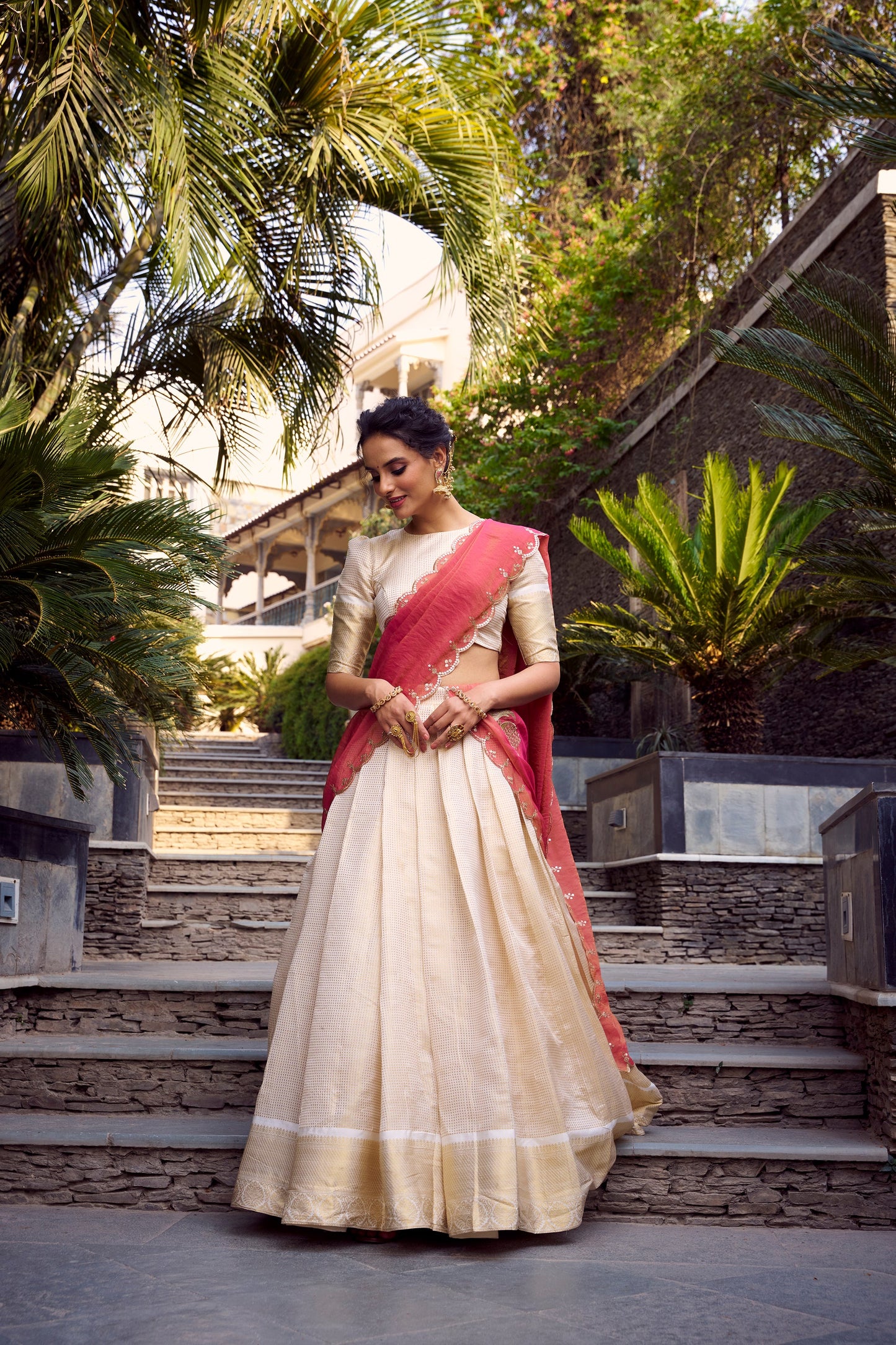 TILTON JEQUARD CHEX ZARI WEAVING WORK LEHENGA CHOLI WITH DUPATTA
