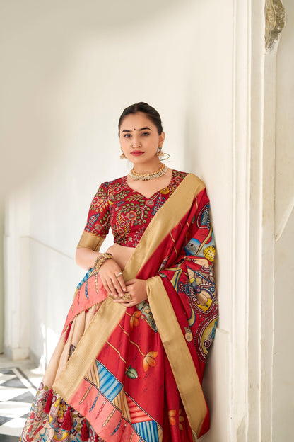 WEDDING SPECIAL KALAMKARI PRINTED LEHENGA CHOLI (WDN116)