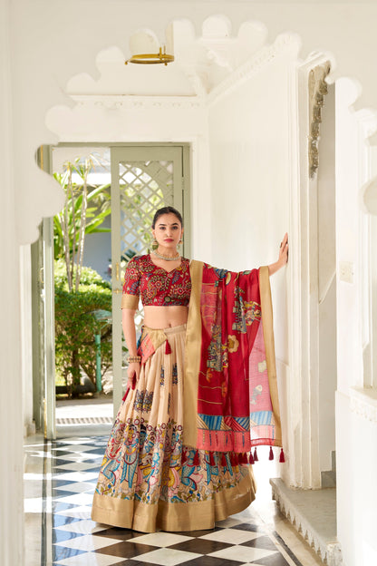 WEDDING SPECIAL KALAMKARI PRINTED LEHENGA CHOLI (WDN116)