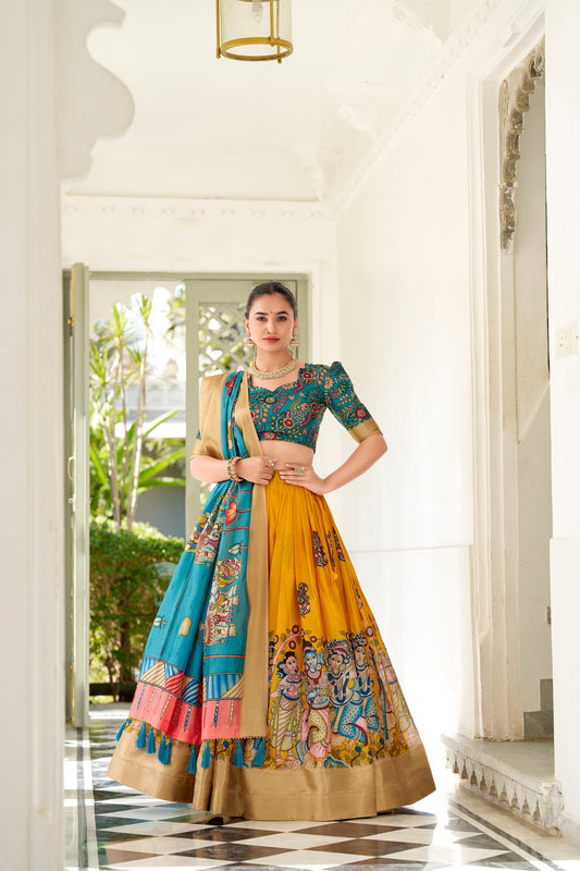 WEDDING SPECIAL KALAMKARI PRINTED LEHENGA CHOLI (WDN116) 03