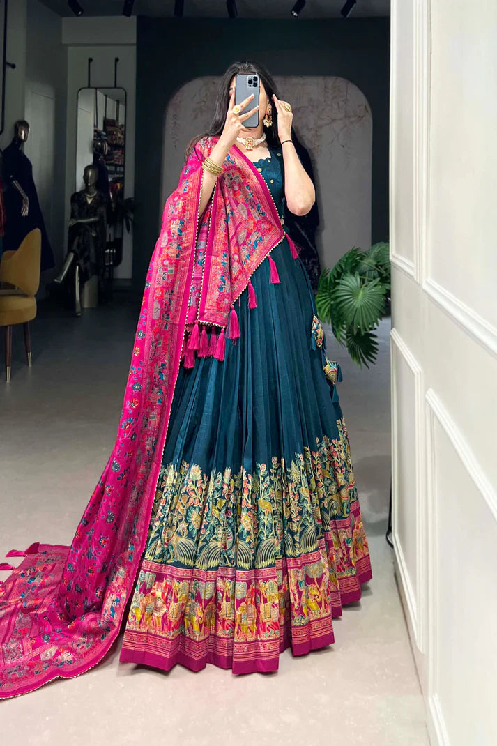 FESTIVAL SPECIAL TUSSAR SILK LEHENGA CHOLI WITH DUPATTA(WD88) (01)