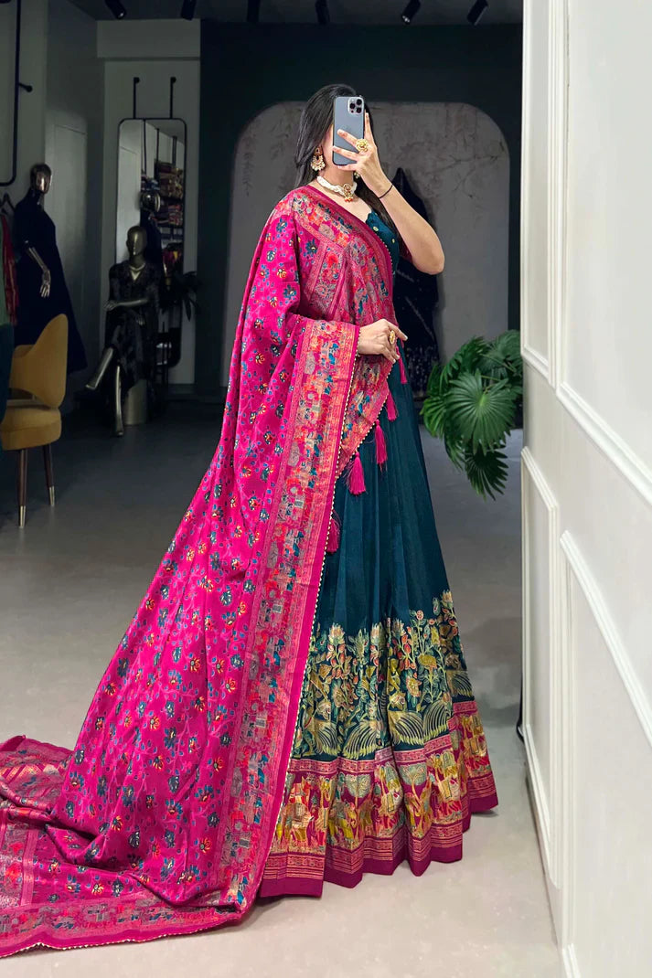 FESTIVAL SPECIAL TUSSAR SILK LEHENGA CHOLI WITH DUPATTA(WD88) (01)