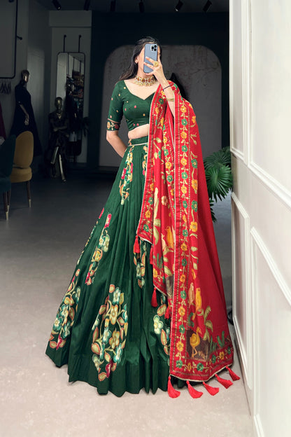TUSSAR SILK LEHENGA CHOLI WITH DUPATA (WDN124)