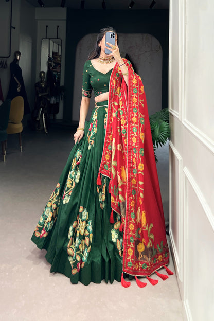 TUSSAR SILK LEHENGA CHOLI WITH DUPATA (WDN124)