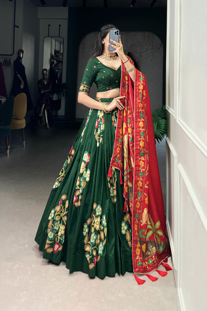 TUSSAR SILK LEHENGA CHOLI WITH DUPATA (WDN124)