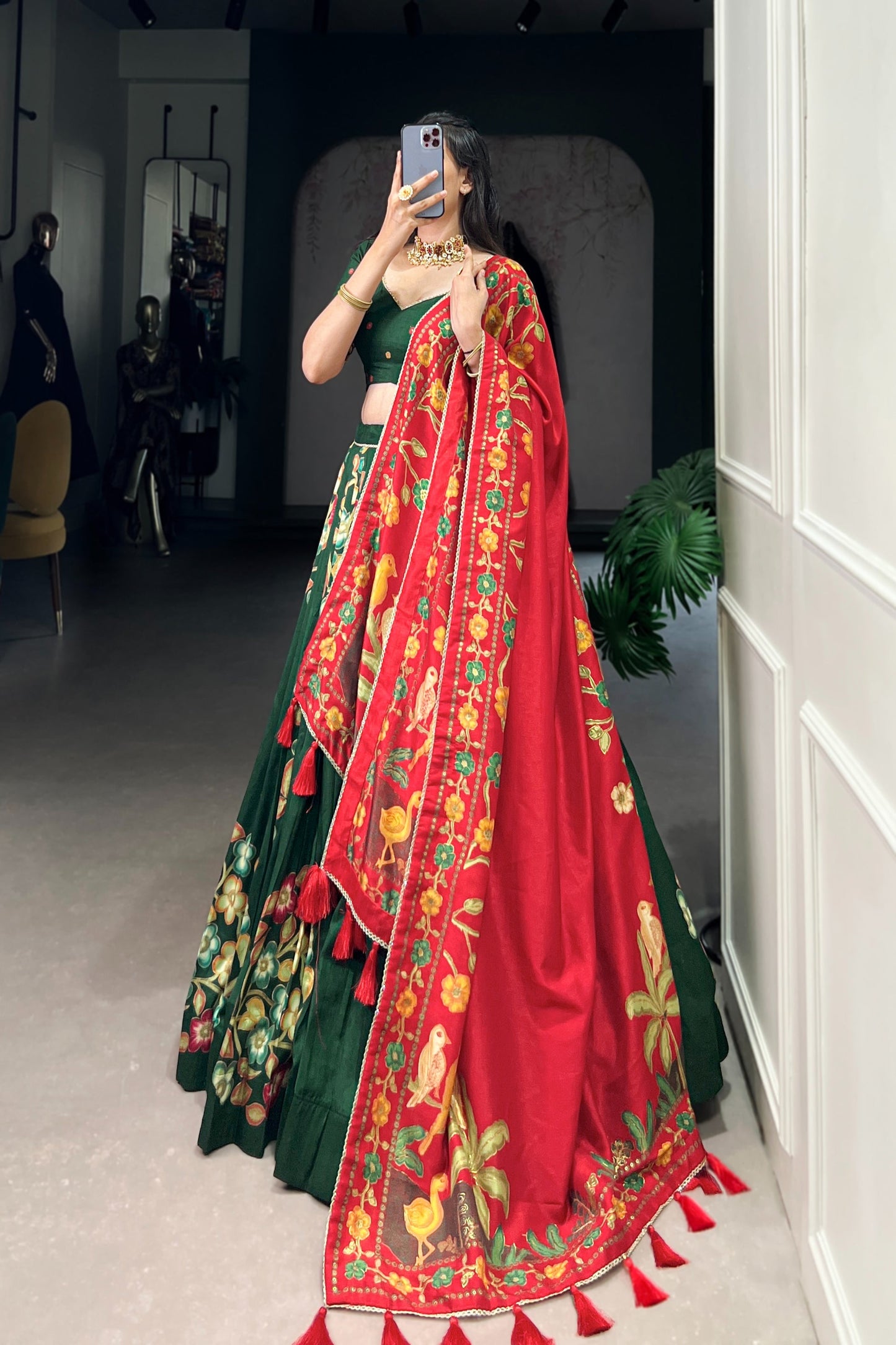 TUSSAR SILK LEHENGA CHOLI WITH DUPATA (WDN124)