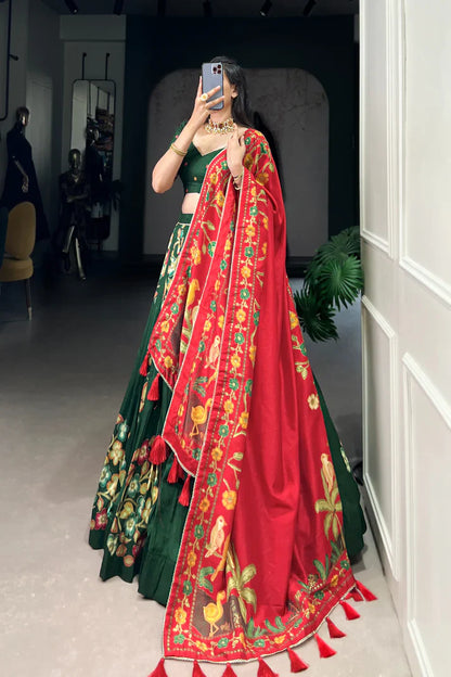 TUSSAR SILK LEHENGA CHOLI WITH DUPATA(WD64)