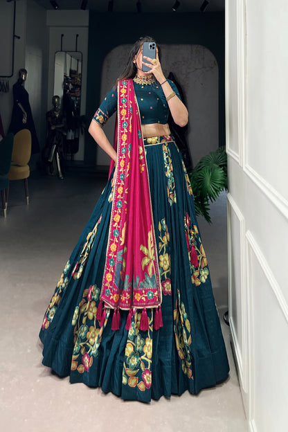 TUSSAR SILK LEHENGA CHOLI WITH DUPATA (WDN124) 02