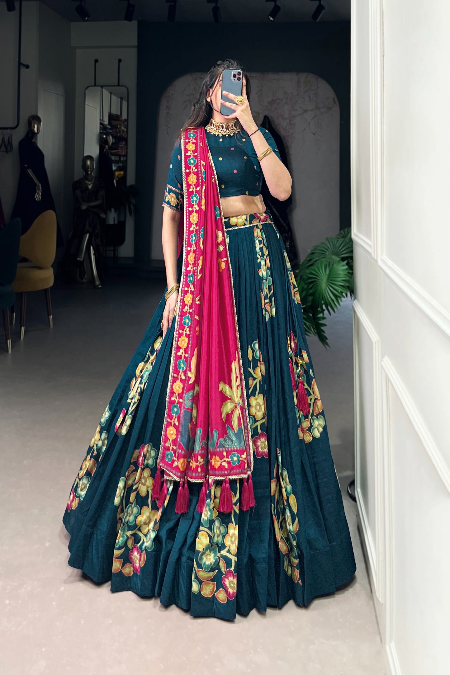 TUSSAR SILK LEHENGA CHOLI WITH DUPATA (WDN124) 02