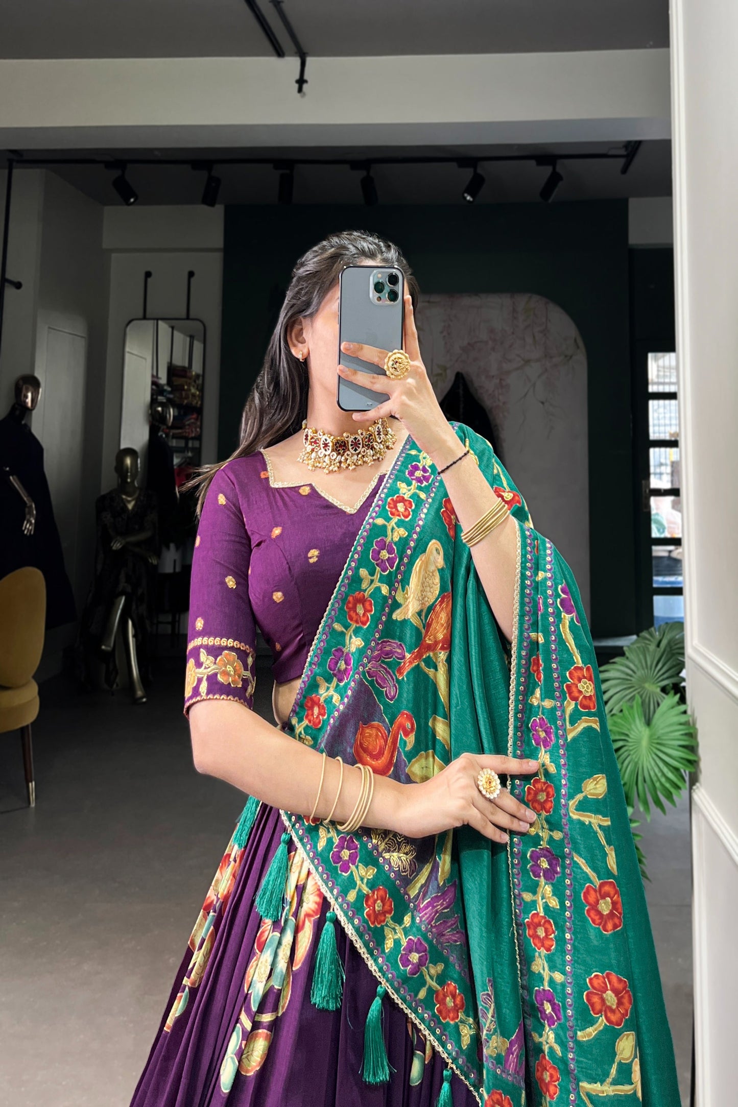 TUSSAR SILK LEHENGA CHOLI WITH DUPATA (WDN124) 03