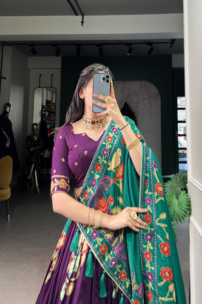 TUSSAR SILK LEHENGA CHOLI WITH DUPATA (WDN124) 03