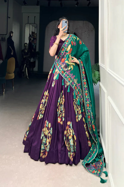 TUSSAR SILK LEHENGA CHOLI WITH DUPATA(WD64) (03)