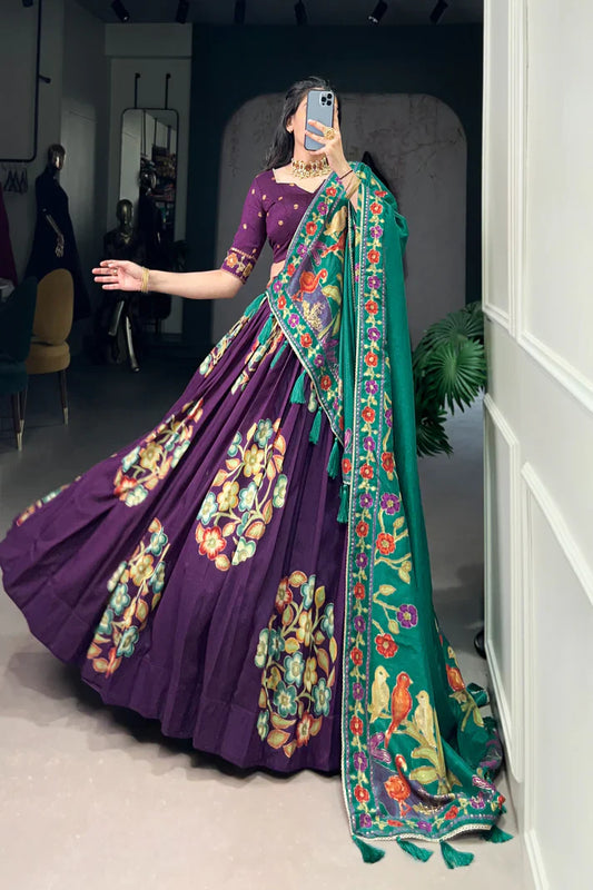 TUSSAR SILK LEHENGA CHOLI WITH DUPATA(WD64) (03)