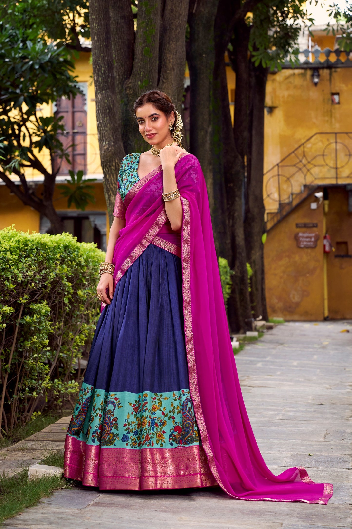 AASTHA SILK PRINTED ZARI WEAVING LEHENGA CHOLI WITH DUPATTA (WDN103)01