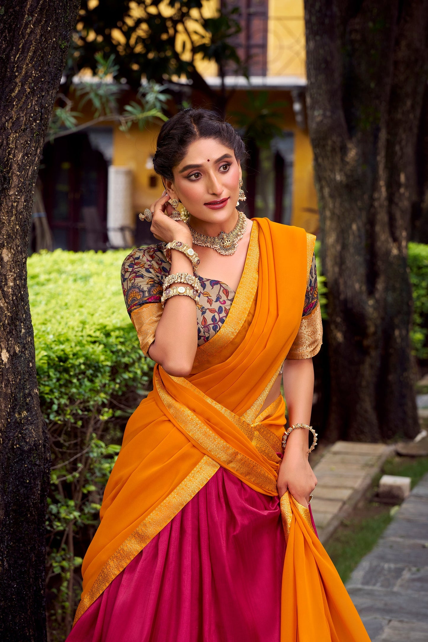 AASTHA SILK PRINTED ZARI WEAVING LEHENGA CHOLI WITH DUPATTA (WDN103)02