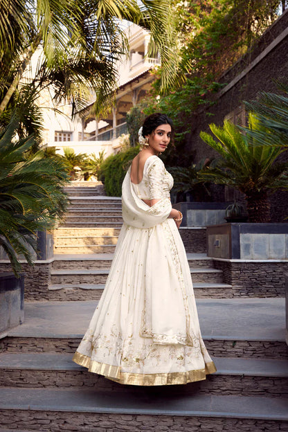 SILVER GLOSY SEQUINS EMBROIDERED LEHENGA CHOLI WITH DUPATTA(WD73)