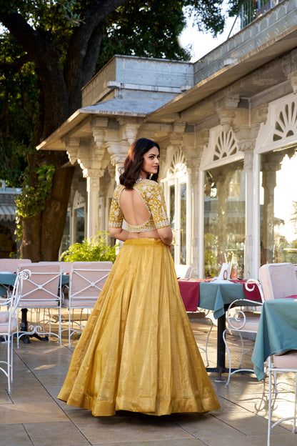 TILTON HALDI SPECIAL GOLDIE PLAIN THREAD EMBROIDERED LEHENGA CHOLI
