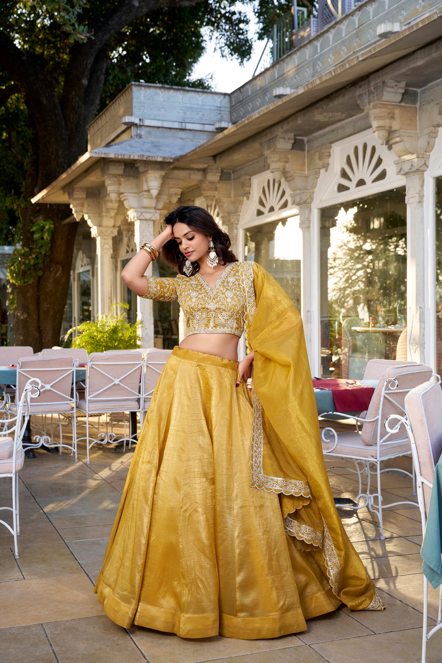 TILTON HALDI SPECIAL GOLDIE PLAIN THREAD EMBROIDERED LEHENGA CHOLI