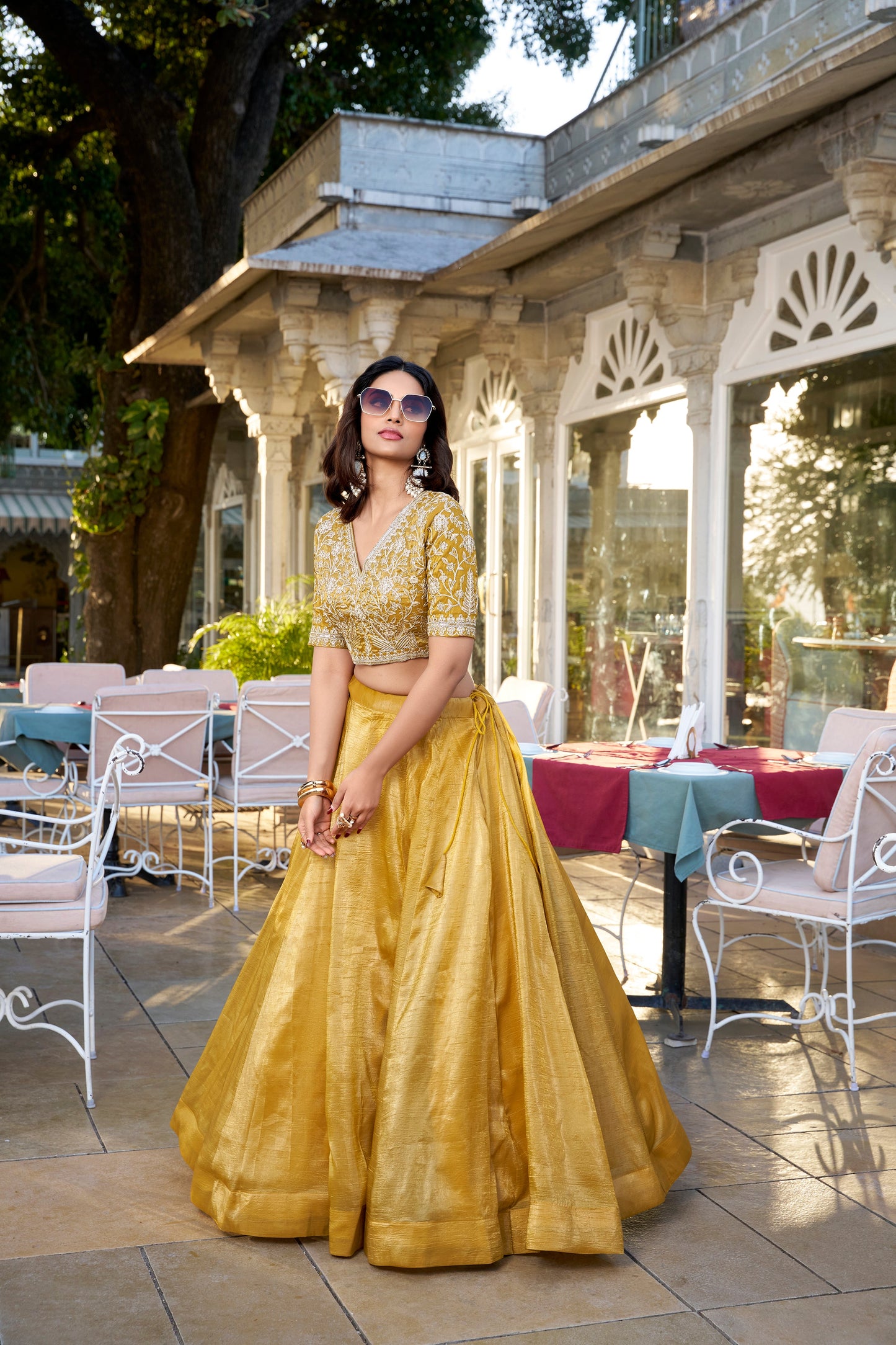 TILTON HALDI SPECIAL GOLDIE PLAIN THREAD EMBROIDERED LEHENGA CHOLI