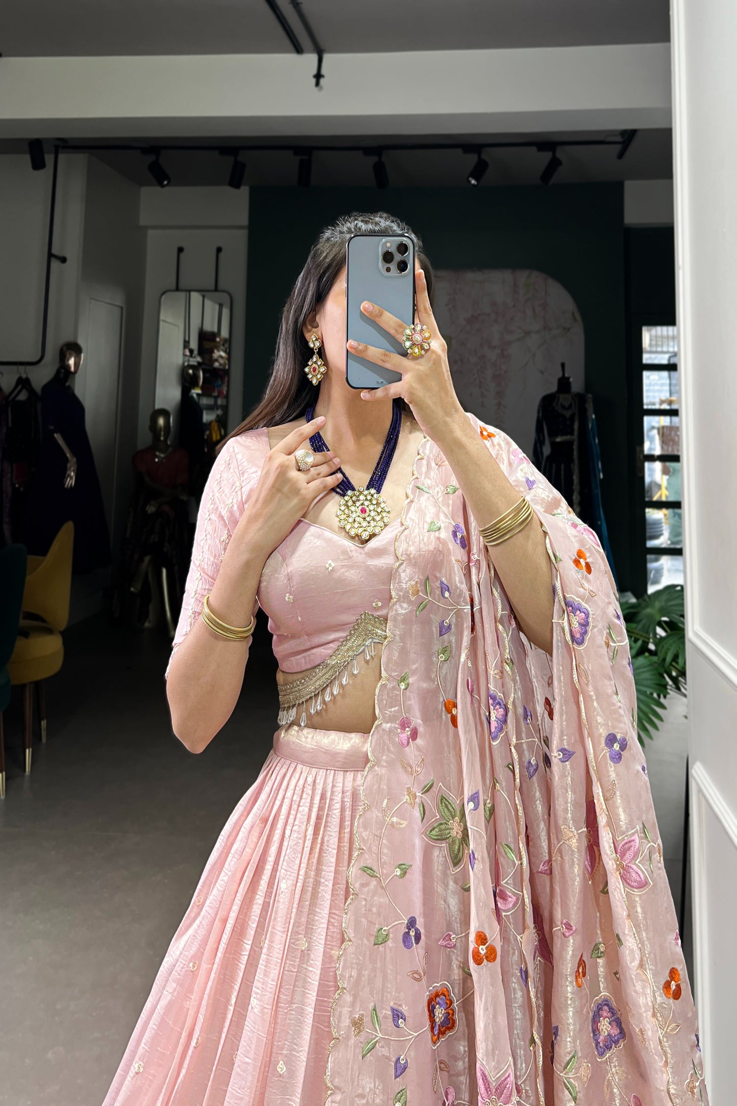 TILTON GOLD CRUSH THREAD EMBROIDERED LEHENGA CHOLI