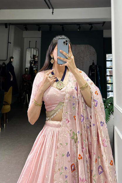 TILTON GOLD CRUSH THREAD EMBROIDERED LEHENGA CHOLI