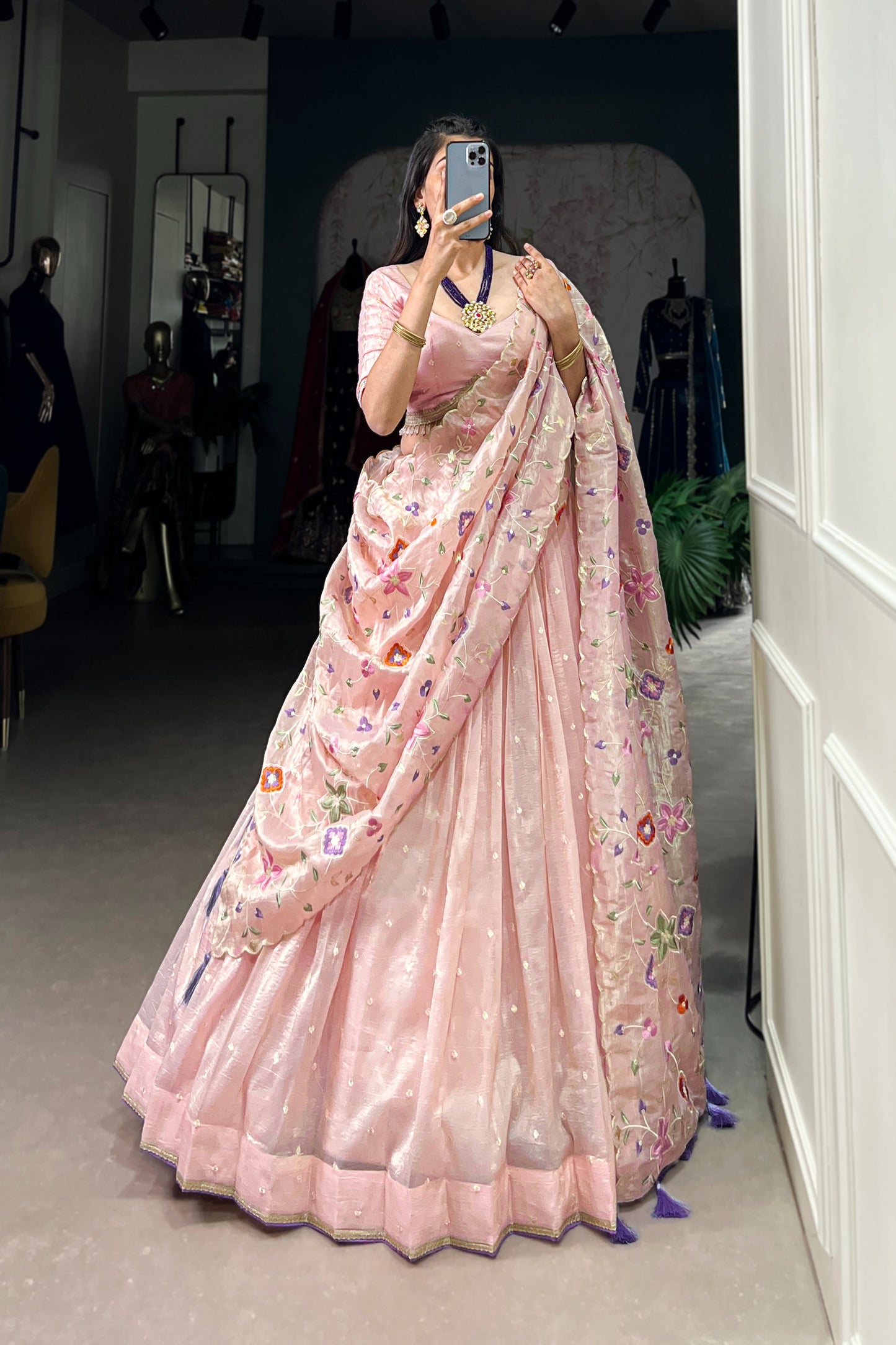 TILTON GOLD CRUSH THREAD EMBROIDERED LEHENGA CHOLI
