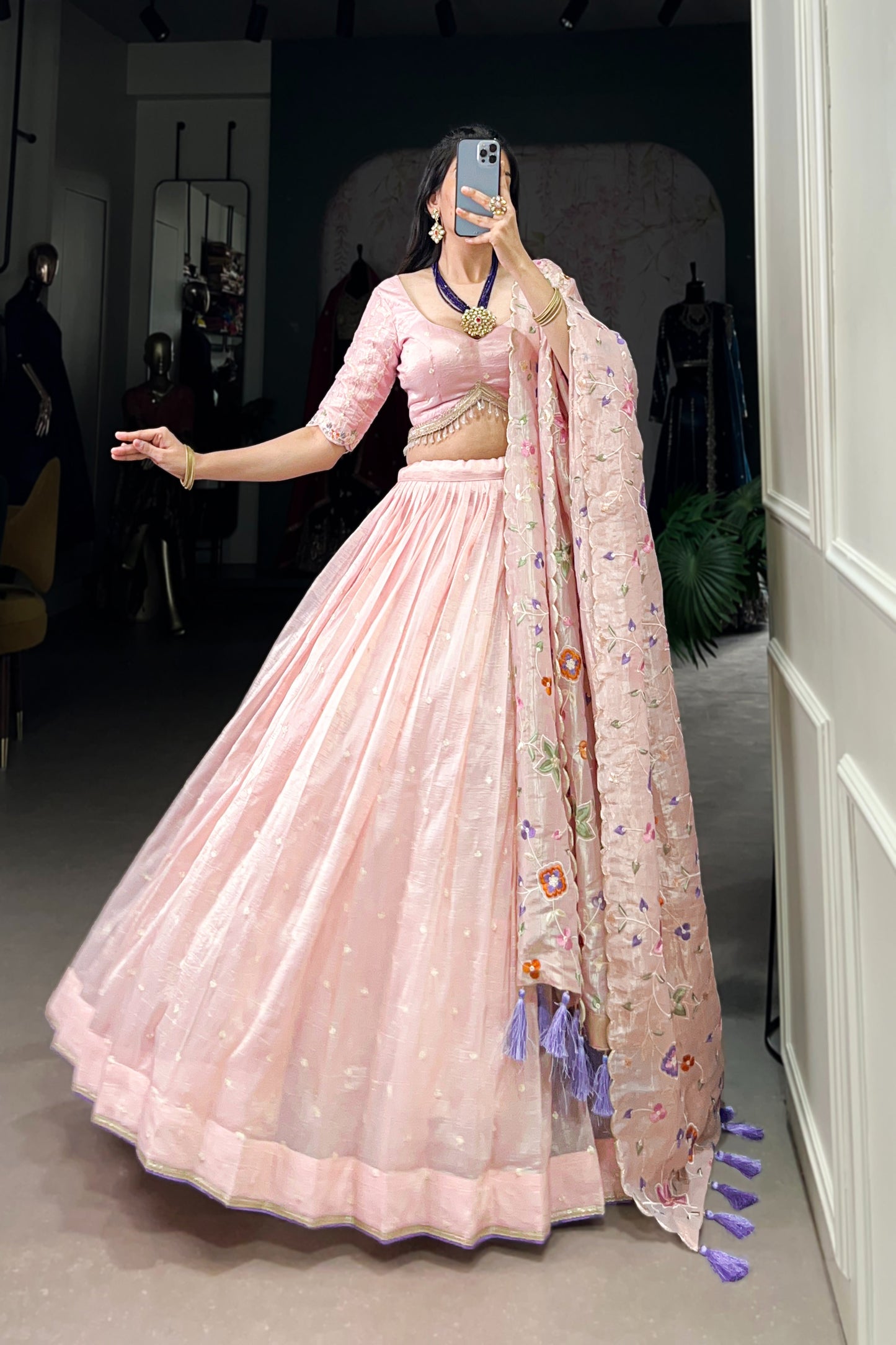 TILTON GOLD CRUSH THREAD EMBROIDERED LEHENGA CHOLI