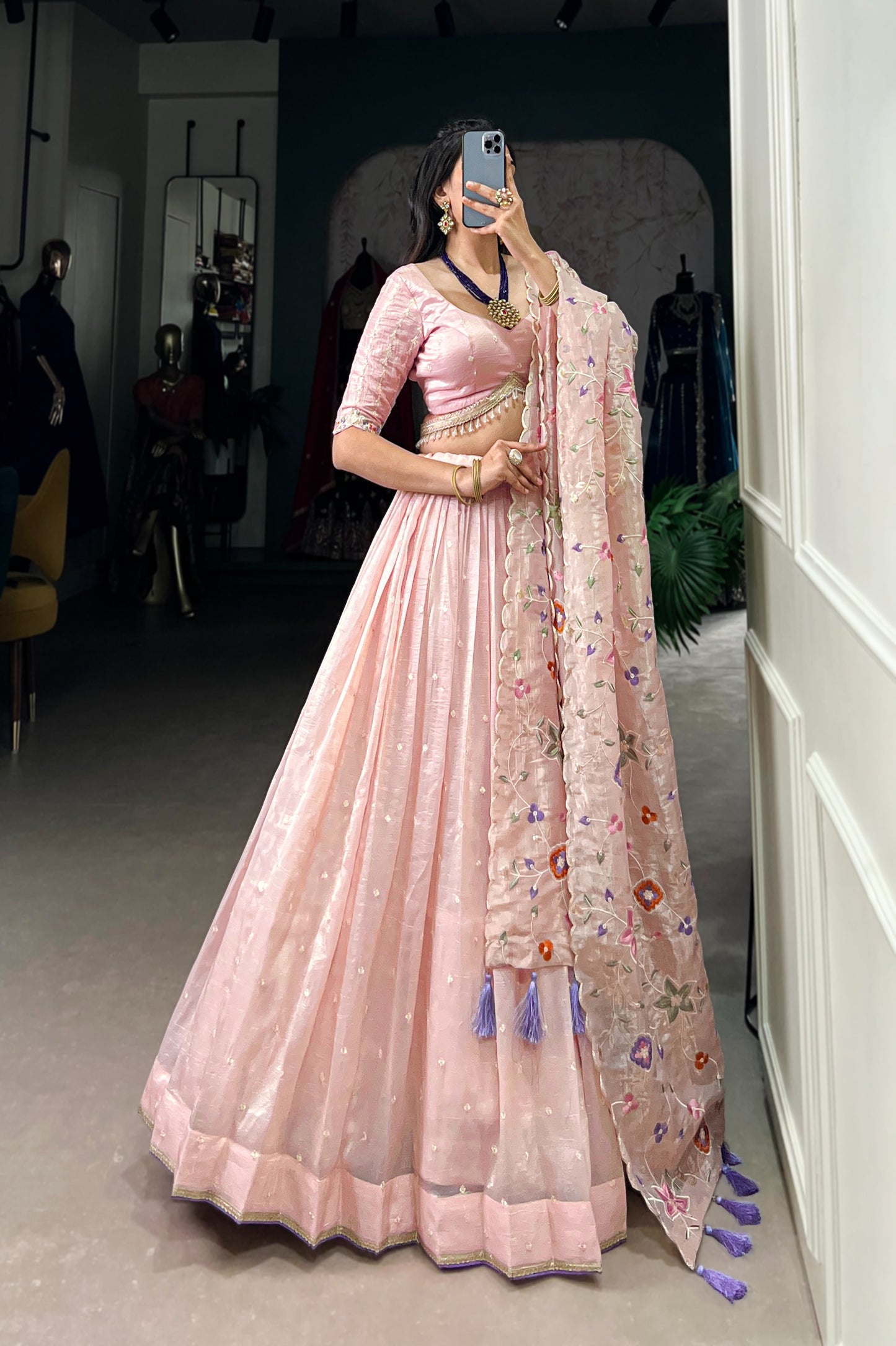 TILTON GOLD CRUSH THREAD EMBROIDERED LEHENGA CHOLI
