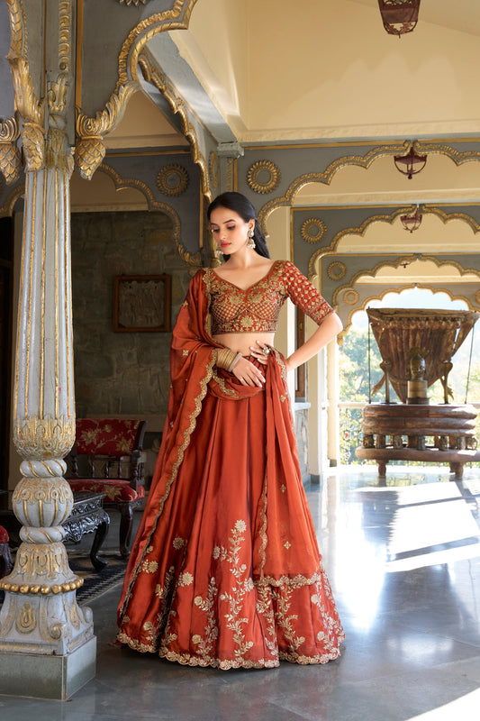 TILTON WEDDING SPECIAL RANGOLI SILK SEQUINS AND THREAD EMBROIDERED LEHENGA CHOLI WITH DUPATTA
