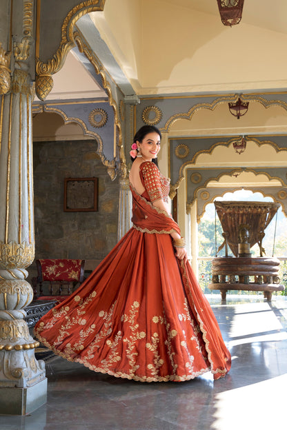 TILTON WEDDING SPECIAL RANGOLI SILK SEQUINS AND THREAD EMBROIDERED LEHENGA CHOLI WITH DUPATTA