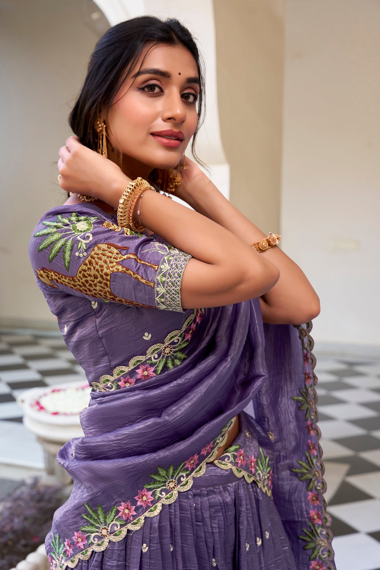 TILTON GOLD CRUSH EMBROIDERED LEHENGA CHOLI WITH DUPATTA