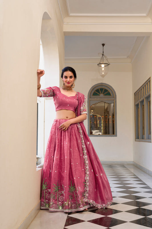 TILTON GOLD CRUSH EMBROIDERED LEHENGA CHOLI WITH DUPATTA