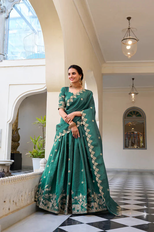 GOLD CRUSH EMBROIDERED LEHENGA CHOLI WITH DUPATTA(WD96) (03)