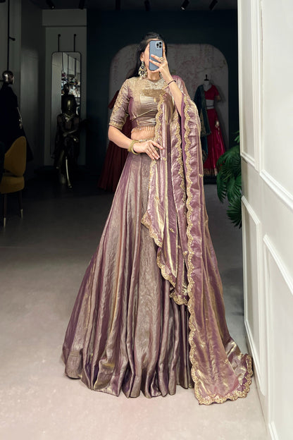 TILTON FESTIVAL SPECIAL FENDI SEQUINS EMBROIDERED LEHENGA CHOLI WITH DUPATTA