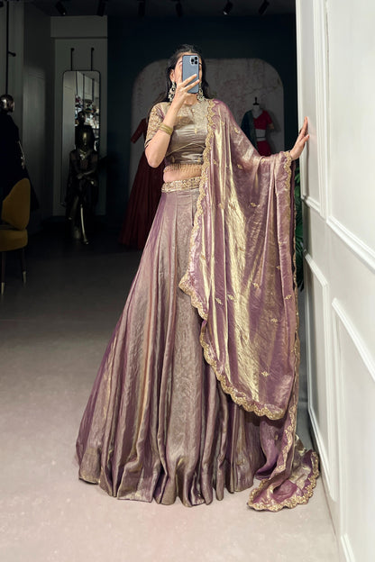 FESTIVAL SPECIAL FENDI SEQUINS EMBROIDERED LEHENGA CHOLI WITH DUPATTA (WDN90)