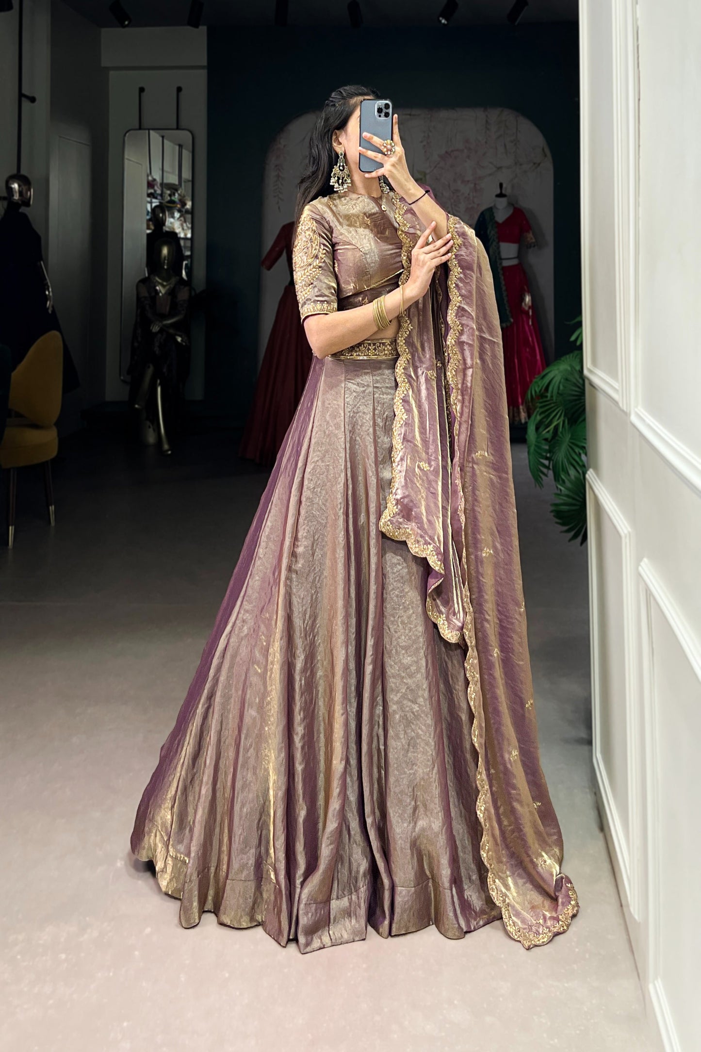 TILTON FESTIVAL SPECIAL FENDI SEQUINS EMBROIDERED LEHENGA CHOLI WITH DUPATTA