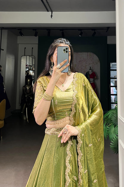 FESTIVAL SPECIAL FENDI SEQUINS EMBROIDERED LEHENGA CHOLI WITH DUPATTA (WDN90) 01