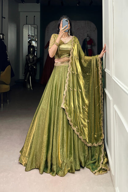 FESTIVAL SPECIAL FENDI SEQUINS EMBROIDERED LEHENGA CHOLI WITH DUPATTA (WDN90) 01