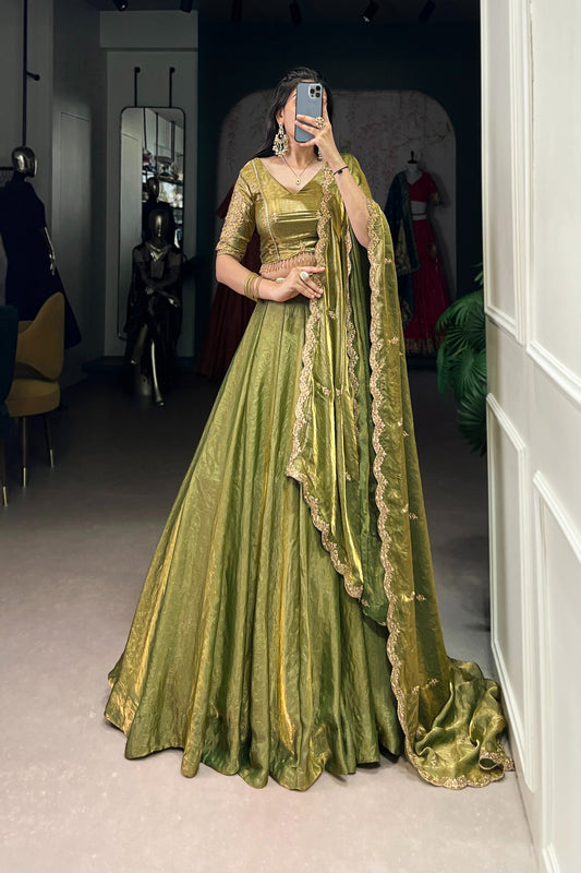 FESTIVAL SPECIAL FENDI SEQUINS EMBROIDERED LEHENGA CHOLI WITH DUPATTA (WDN90) 01