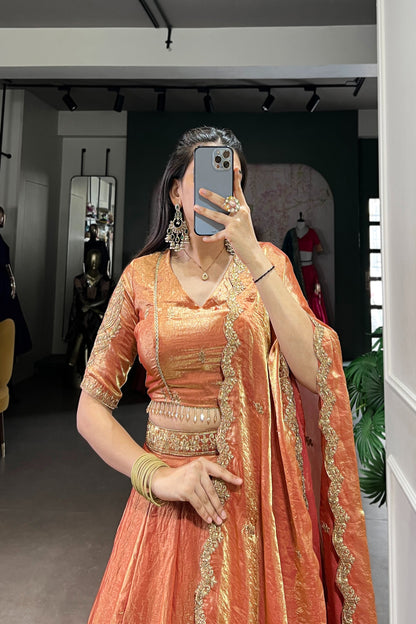 TILTON FESTIVAL SPECIAL FENDI SEQUINS EMBROIDERED LEHENGA CHOLI WITH DUPATTA