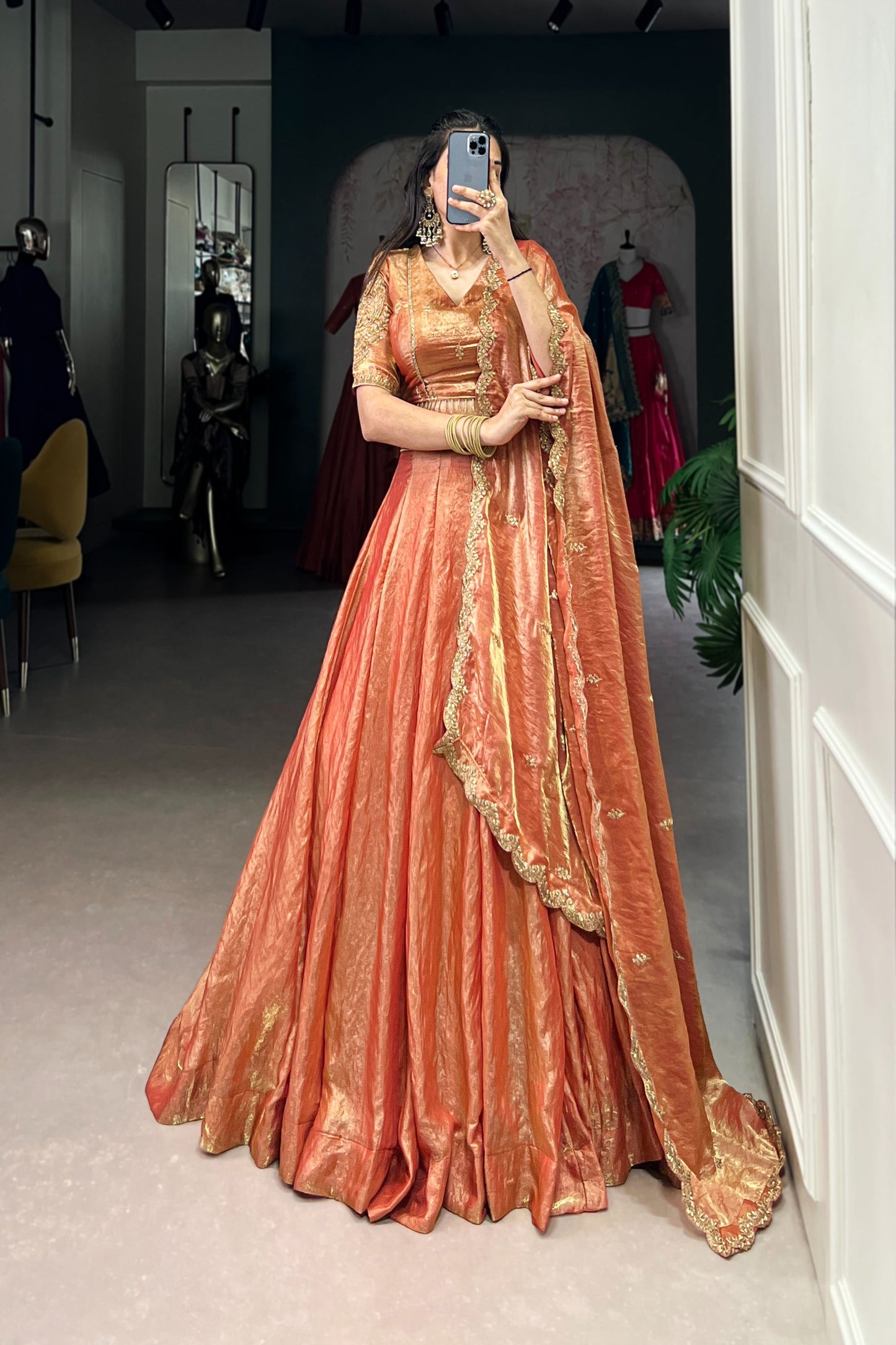 FESTIVAL SPECIAL FENDI SEQUINS EMBROIDERED LEHENGA CHOLI WITH DUPATTA (WDN90) 02