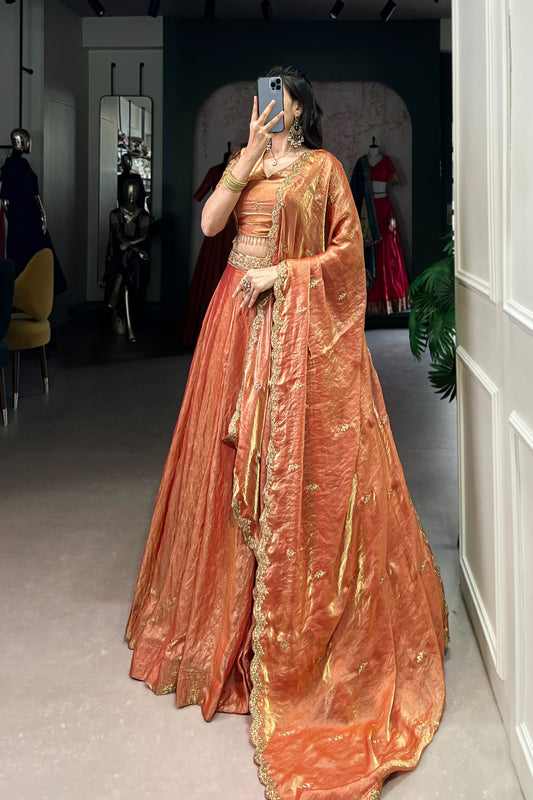 TILTON FESTIVAL SPECIAL FENDI SEQUINS EMBROIDERED LEHENGA CHOLI WITH DUPATTA