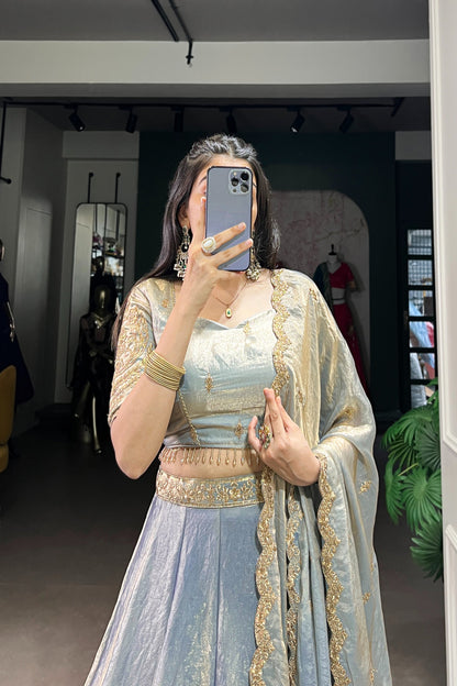 TILTON FESTIVAL SPECIAL FENDI SEQUINS EMBROIDERED LEHENGA CHOLI WITH DUPATTA