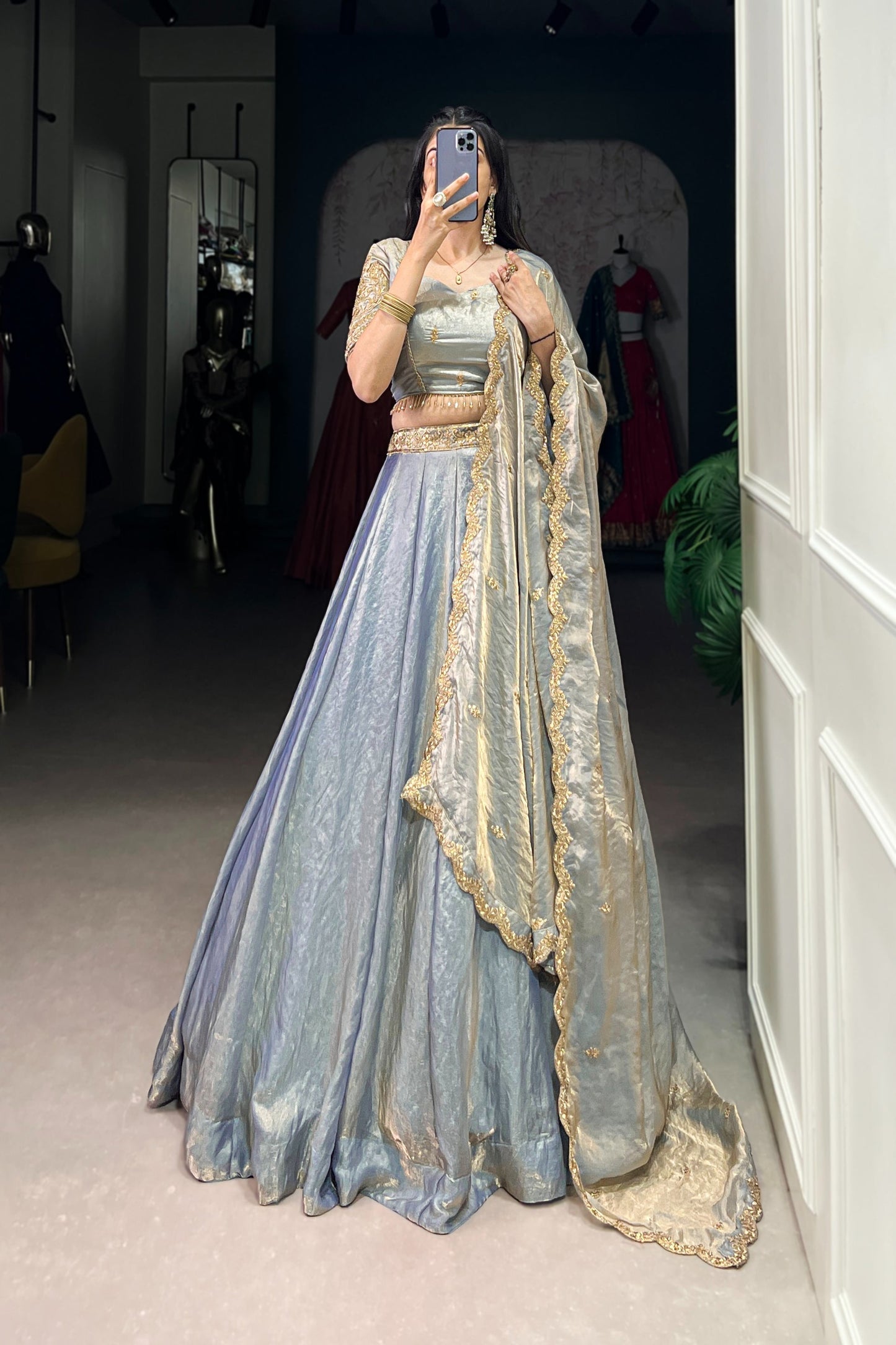 FESTIVAL SPECIAL FENDI SEQUINS EMBROIDERED LEHENGA CHOLI WITH DUPATTA (WDN90) 03