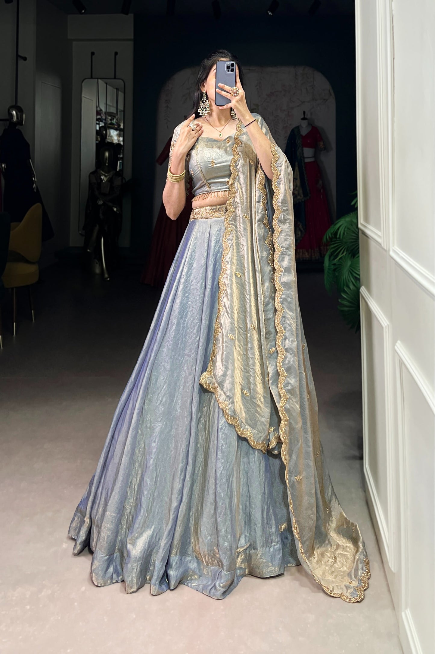 TILTON FESTIVAL SPECIAL FENDI SEQUINS EMBROIDERED LEHENGA CHOLI WITH DUPATTA