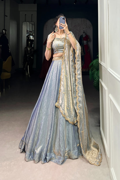 TILTON FESTIVAL SPECIAL FENDI SEQUINS EMBROIDERED LEHENGA CHOLI WITH DUPATTA