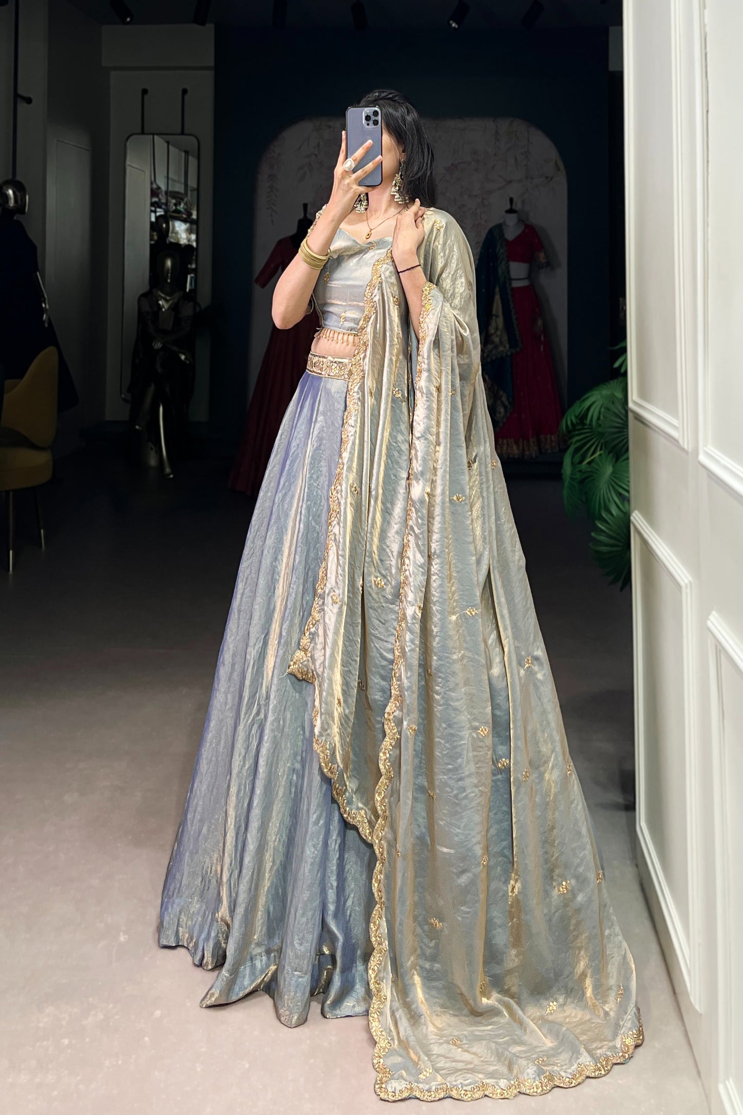 FESTIVAL SPECIAL FENDI SEQUINS EMBROIDERED LEHENGA CHOLI WITH DUPATTA (WDN90) 03