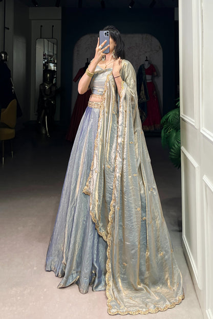 FESTIVAL SPECIAL FENDI SEQUINS EMBROIDERED LEHENGA CHOLI WITH DUPATTA (WDN90) 03