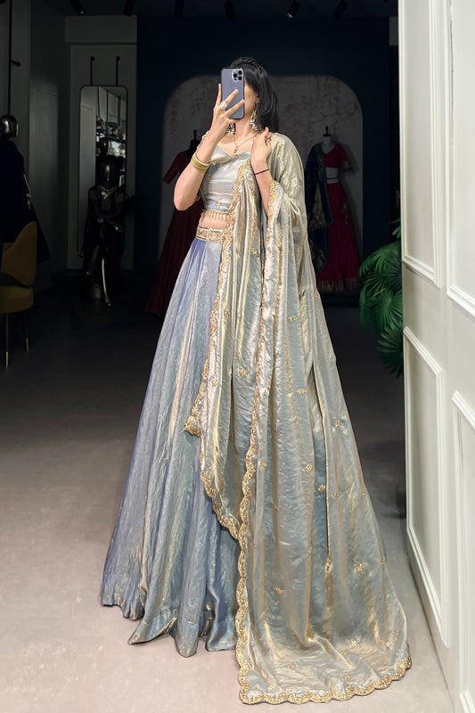 FESTIVAL SPECIAL FENDI SEQUINS EMBROIDERED LEHENGA CHOLI WITH DUPATTA (WDN90) 03